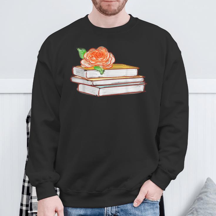Book Flower Sweatshirt Gifts for Old Men