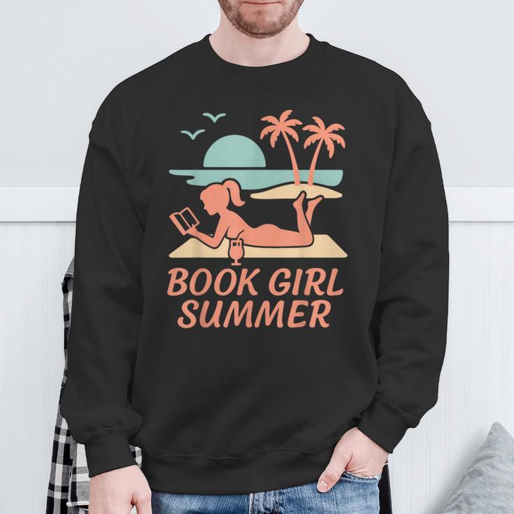 Book Girl Summer Book Reading Retro Sunset Sweatshirt Gifts for Old Men