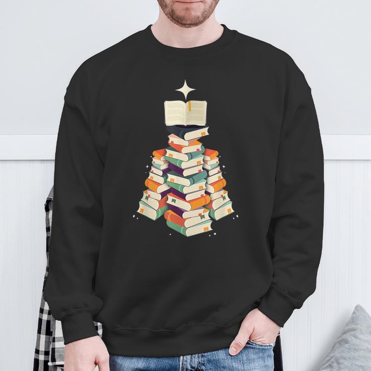 Book Lover Bookworm Librarian Merry Christmas Tree Sweatshirt Gifts for Old Men