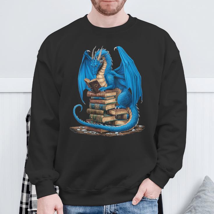 Book Lover Bookworm Reading Books Dragon Sweatshirt Gifts for Old Men