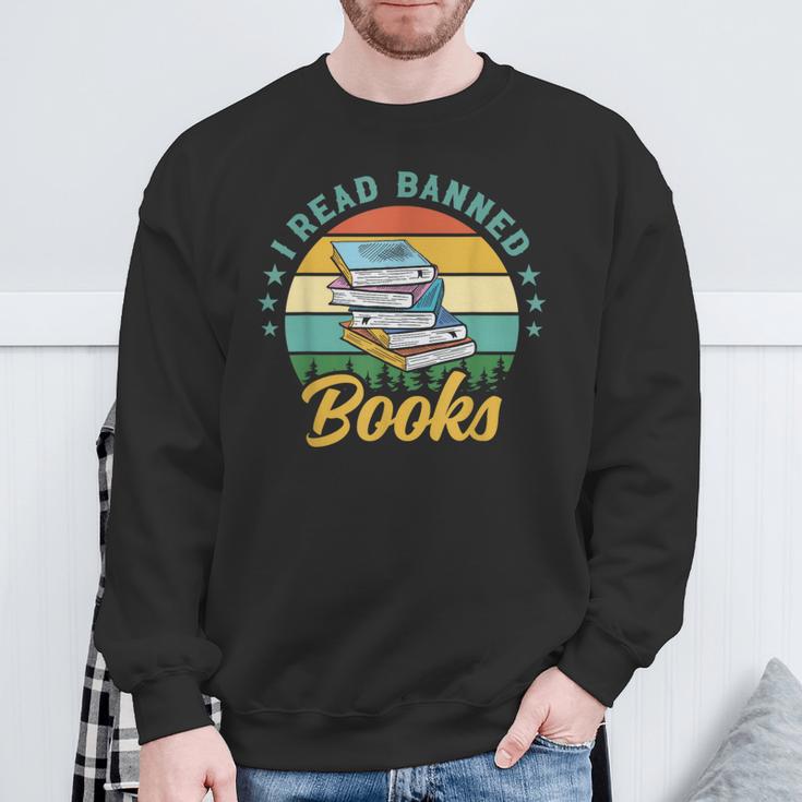 Book Lover I Read Banned Books Sweatshirt Gifts for Old Men