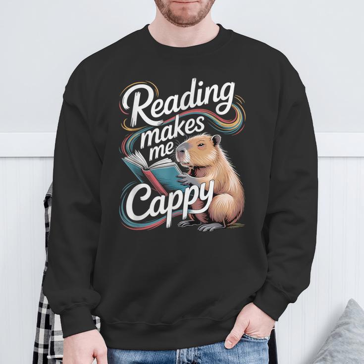Book Lover Reading Makes Me Cappy Pun Capybara Reading Sweatshirt Gifts for Old Men Book Lover Reading Makes Me Cappy Pun Capybara Reading Sweatshirt Gifts for Old Men