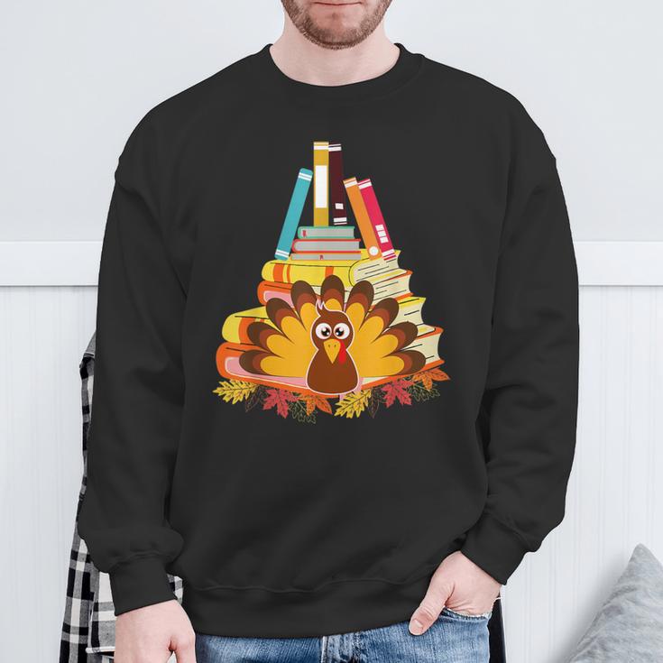 Book Lover Turkey Day Thankful Holiday Thanksgiving Day Sweatshirt Gifts for Old Men