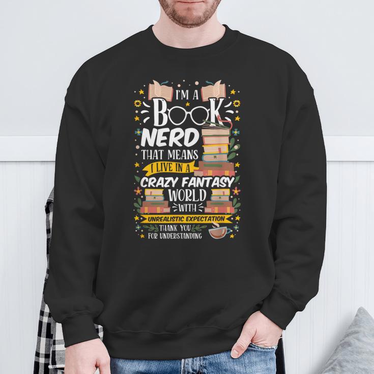 Book Nerd Books Reader Writer Student Teacher Reading Author Sweatshirt Gifts for Old Men