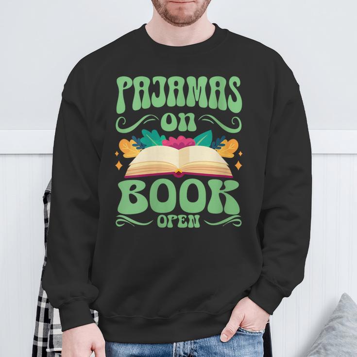 Book And Pajama Pajamas On Book Open Sweatshirt Gifts for Old Men