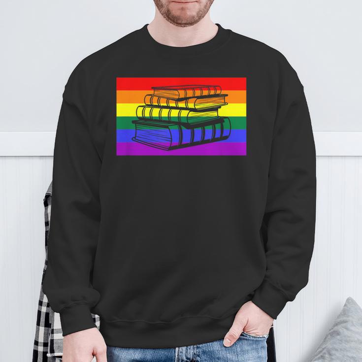 Book Read Literary Gay Pride Flag Rainbow LGBTQ Queer Sweatshirt Gifts for Old Men Book Read Literary Gay Pride Flag Rainbow LGBTQ Queer Sweatshirt Gifts for Old Men