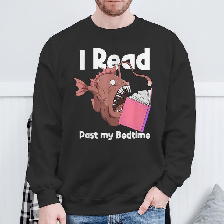 Book Reading Anglerfish I Read Past My Bed Time Librarian Sweatshirt Gifts for Old Men