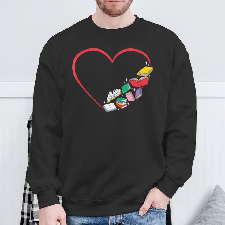 Book Reading Books Heart Sweatshirt Gifts for Old Men
