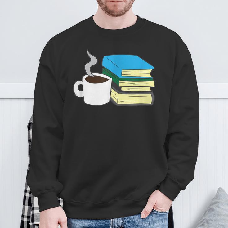 Book Reading And Coffee Books And Coffee Sweatshirt Gifts for Old Men