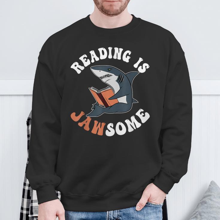 Book Reading Is Jawsome Reading Books Sweatshirt Gifts for Old Men
