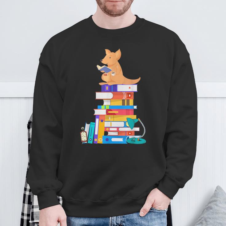 Book Reading Kangaroo Tea Coffee Kawaii Bookworm Sweatshirt Gifts for Old Men