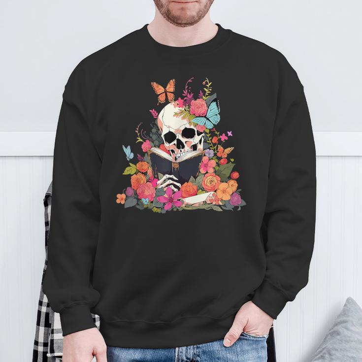 Book Reading Skull Skeleton Flowers Floral Bookish Butterfly Sweatshirt Gifts for Old Men Book Reading Skull Skeleton Flowers Floral Bookish Butterfly Sweatshirt Gifts for Old Men