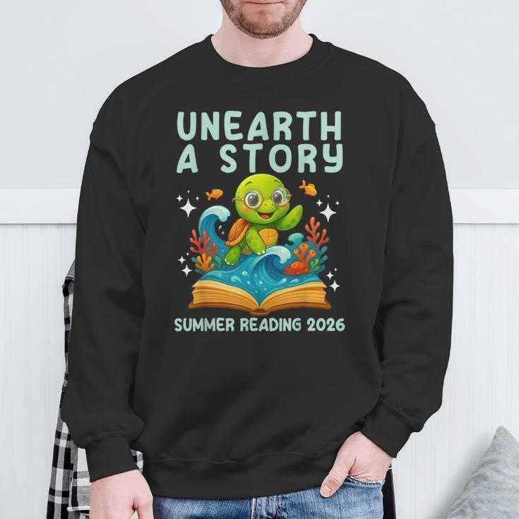 Book Sea Turtle Summer Reading 2026 Unearth a Story Sweatshirt Gifts for Old Men