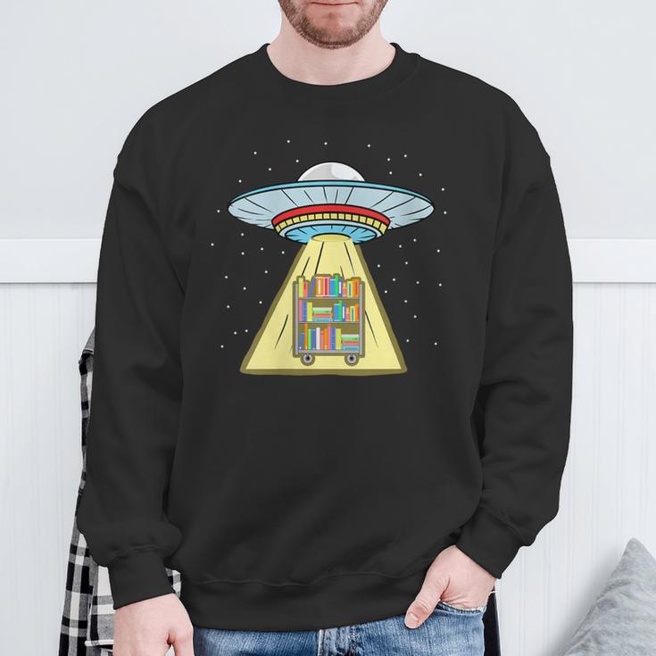 Book Shelf Ufo Abduction Sweatshirt Gifts for Old Men