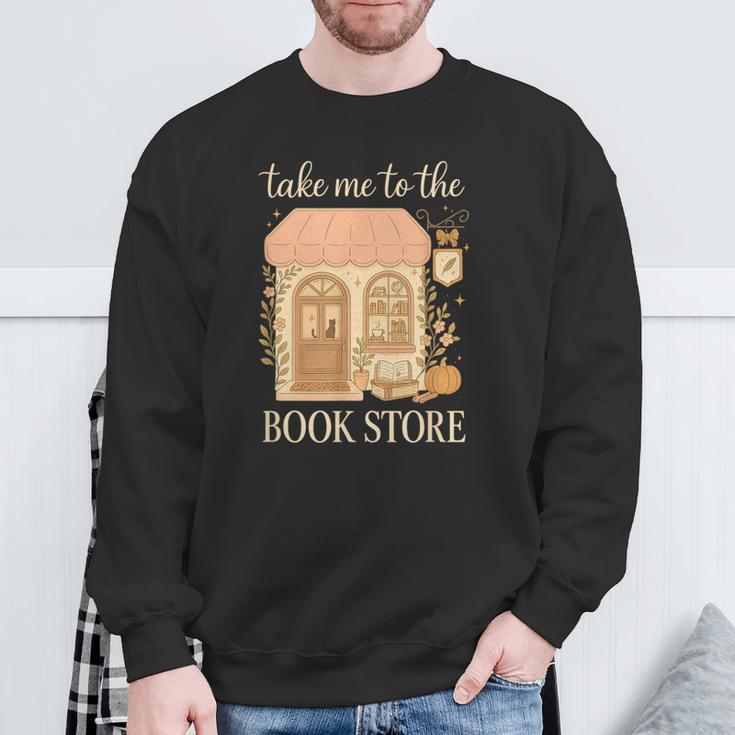 Take Me To The Book Store Cozy Bookshop Cat Aesthetic Sweatshirt Gifts for Old Men