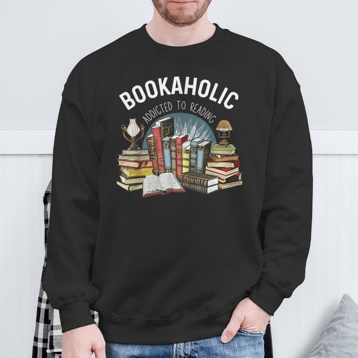 Bookaholic Addicted To Reading Book Lovers Literacy Sweatshirt Gifts for Old Men