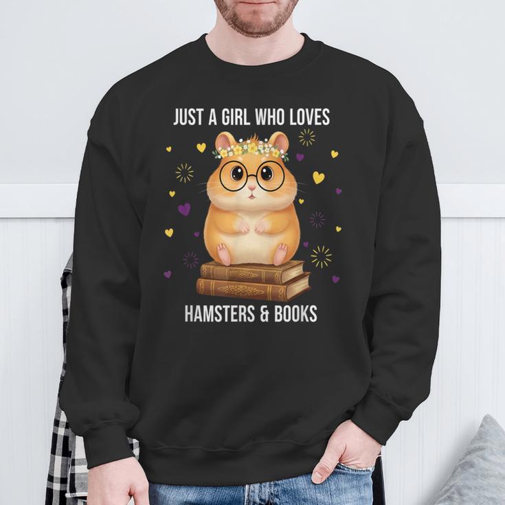 Bookish Girl Present Just a Girl Who Loves Hamster And Books Sweatshirt Gifts for Old Men