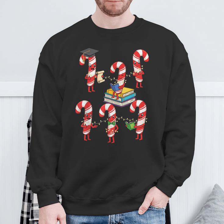 Bookmas Christmas Books Shirt Candy Cane Bookworm Sweatshirt Gifts for Old Men