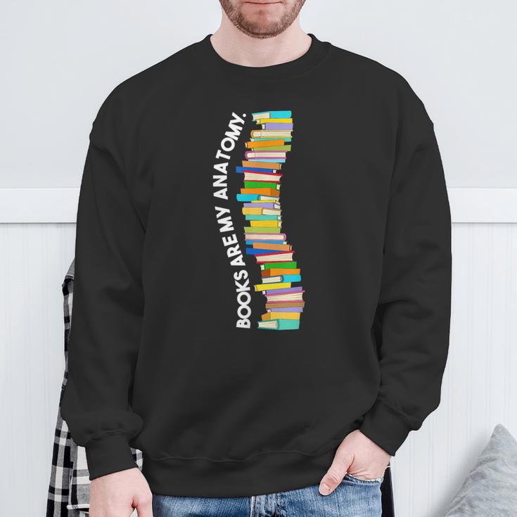 Books Are My Anatomy Spine Backbone Bookworm Reading Sweatshirt Gifts for Old Men
