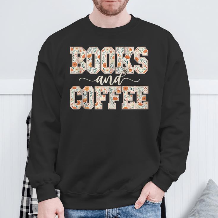 Books & Coffee Floral Sweatshirt Gifts for Old Men