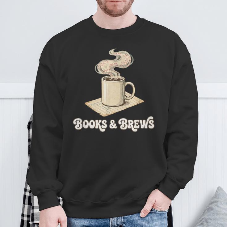 Books And Brews Coffee Reader Library Bibliophile Bookworm Sweatshirt Gifts for Old Men