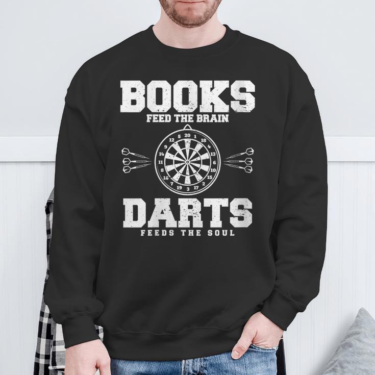 Books Feed The Brain Darts Feeds The Soul Sweatshirt Gifts for Old Men Books Feed The Brain Darts Feeds The Soul Sweatshirt Gifts for Old Men