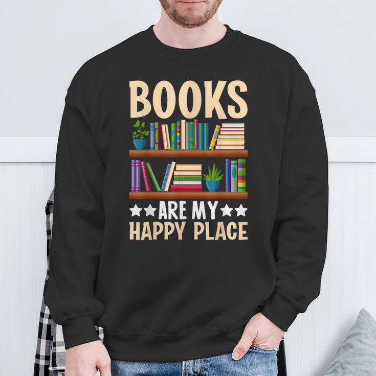 Books Are My Happy Place Sweatshirt Gifts for Old Men