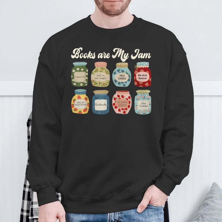 Books Are My Jam Shirt Book Lover Reader Reading Teacher Sweatshirt Gifts for Old Men