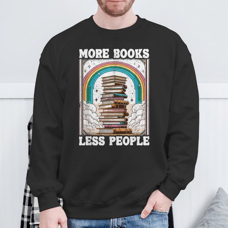 More Books Less People Mystic Book Rainbow Reading Book Sweatshirt Gifts for Old Men