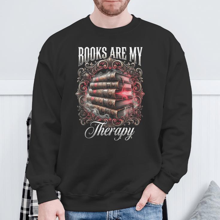 Books Are My Therapy Vintage Bookworm Reader Sweatshirt Gifts for Old Men Books Are My Therapy Vintage Bookworm Reader Sweatshirt Gifts for Old Men