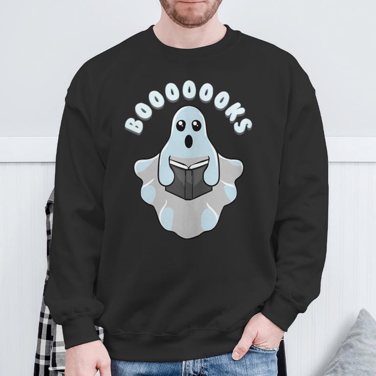 Books Reader Creepy Horror On Halloween Ghost Reading Sweatshirt Gifts for Old Men