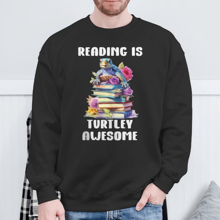 Books Reading Is Fun Turtely Awesome Sea Turtle Reading Book Sweatshirt Gifts for Old Men
