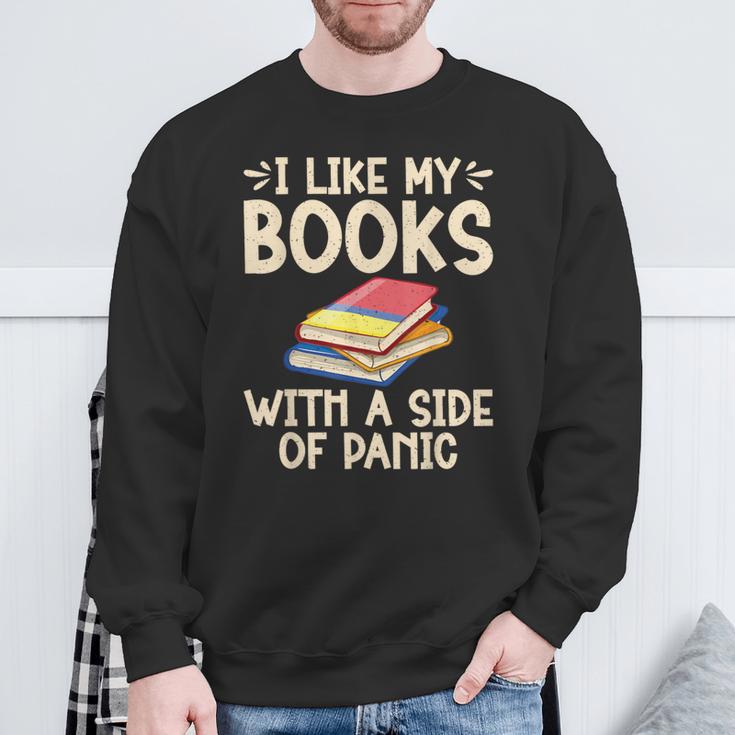 I Like My Books With a Side Of Panic Thriller Sweatshirt Gifts for Old Men