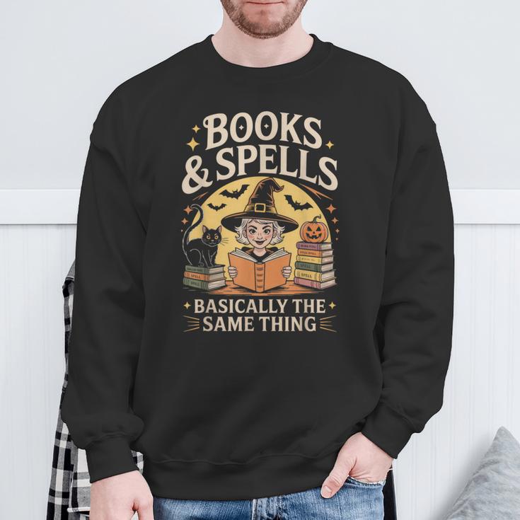 Books And Spells Witch Witches Bookish Book Reader Reading Sweatshirt Gifts for Old Men