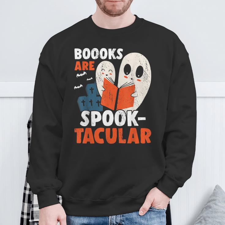 Books Are Spook-Tacular Halloween Bookworm Book Reading Sweatshirt Gifts for Old Men