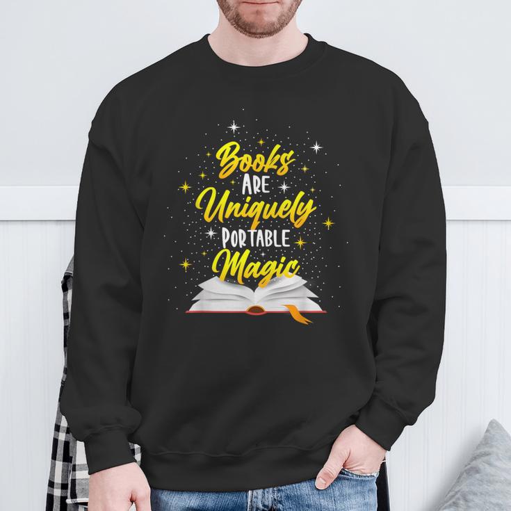 Books Are Uniquely Portable Magic Sweatshirt Gifts for Old Men