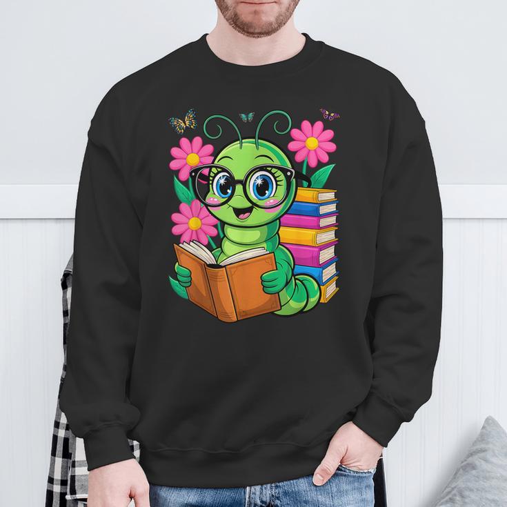 Bookworm Costume Kawaii Reading Worm For World Book Day Sweatshirt Gifts for Old Men