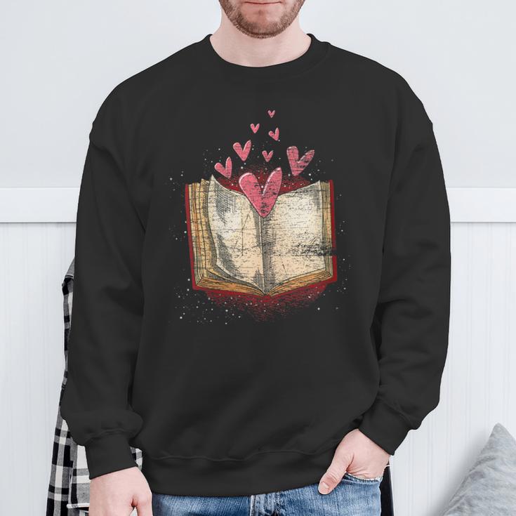 Bookworm Heart Librarian Book Nerd Library Reading Sweatshirt Gifts for Old Men