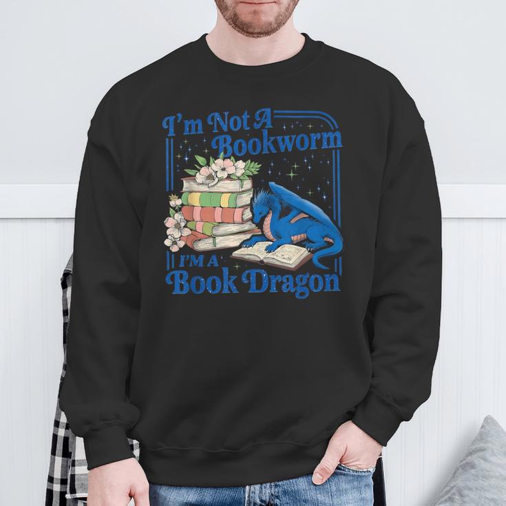 Bookworm I'm A Book Blue Dragon Fantasy Reader Bookish Sweatshirt Gifts for Old Men