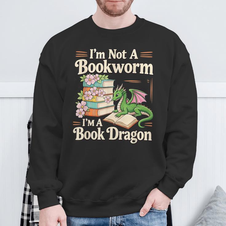 Bookworm I'm A Book Dragon Fantasy Reader Lover Bookish Sweatshirt Gifts for Old Men