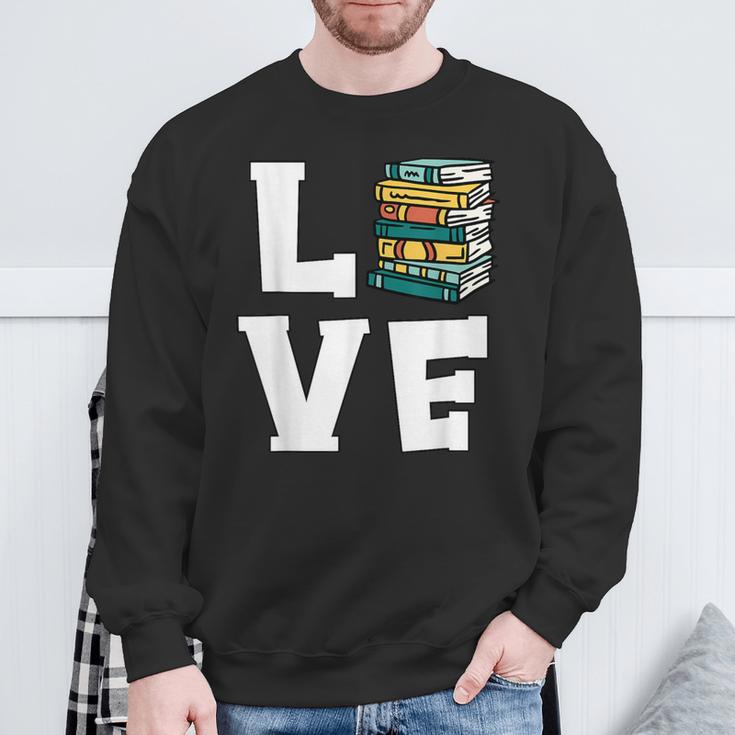 Bookworm Love Book Lover Reading Librarian Sweatshirt Gifts for Old Men