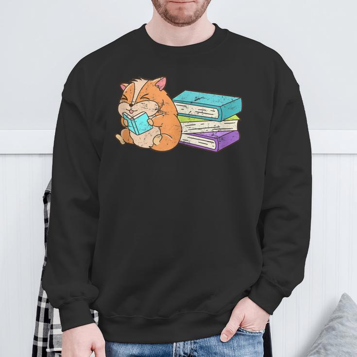 Bookworm Reading Hamster Books Sweatshirt Gifts for Old Men
