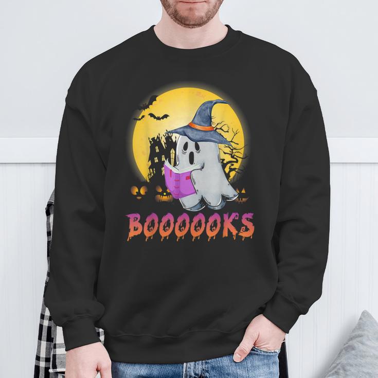 Boooks Cute Ghost Book Reading Halloween 2022 Teacher For Men Women Kids Sweatshirt Gifts for Old Men