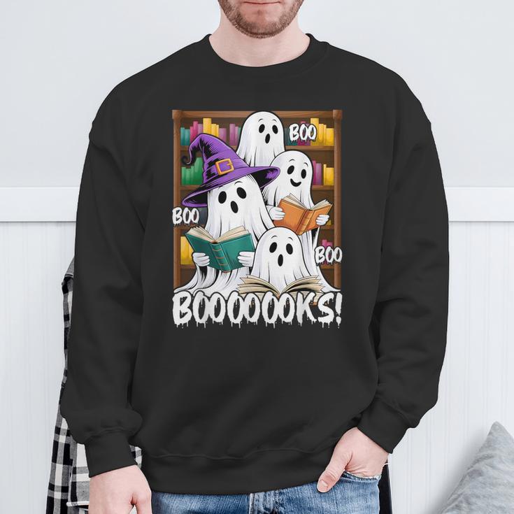 Boooks Ghosts Reading Book Retro Halloween Teacher Librarian Sweatshirt Gifts for Old Men Boooks Ghosts Reading Book Retro Halloween Teacher Librarian Sweatshirt Gifts for Old Men