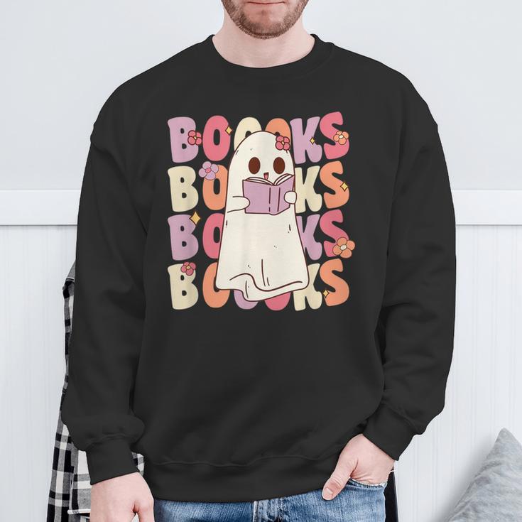 Boooks Halloween Ghost Pun Boo Books Groovy Ghost Sweatshirt Gifts for Old Men Boooks Halloween Ghost Pun Boo Books Groovy Ghost Sweatshirt Gifts for Old Men