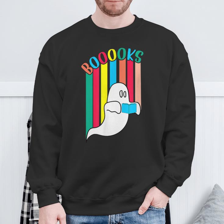 Booooks Boo Books Halloween Librarian Reading Lover Bookworm Sweatshirt Gifts for Old Men