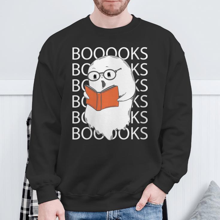 Booooks Cute Ghost Reading Books Halloween For Teacher &Kids Sweatshirt Gifts for Old Men