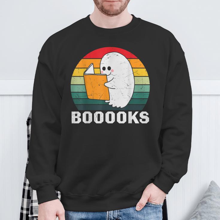 Booooks Funny Halloween Ghost Books For Bookworm Readers Sweatshirt Gifts for Old Men