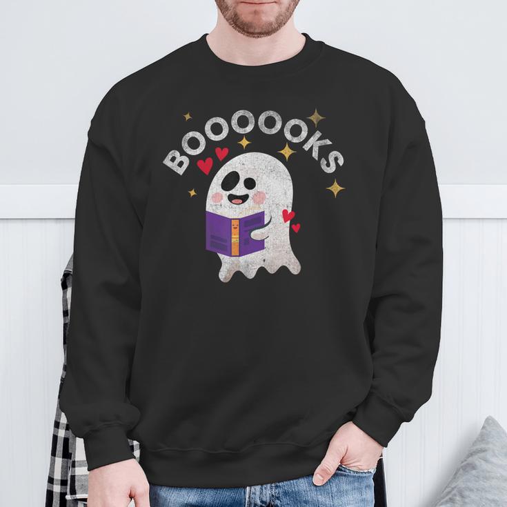 Boooooks Halloween Ghost Reading Book For Teacher & Student Men Women Kids Sweatshirt Gifts for Old Men