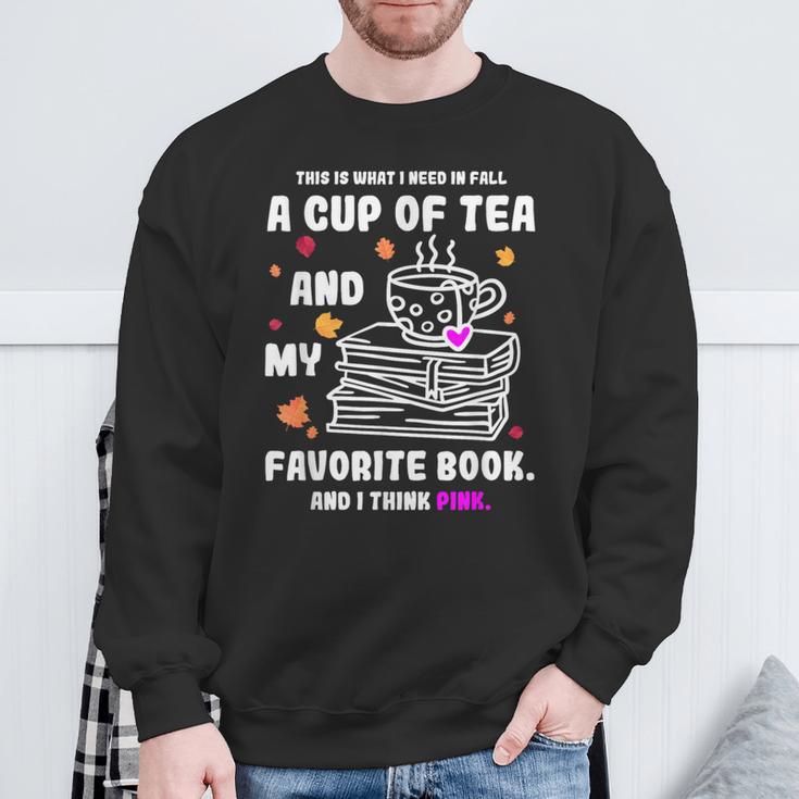 Breast Cancer Think Pink Book Reading Lover Sweatshirt Gifts for Old Men